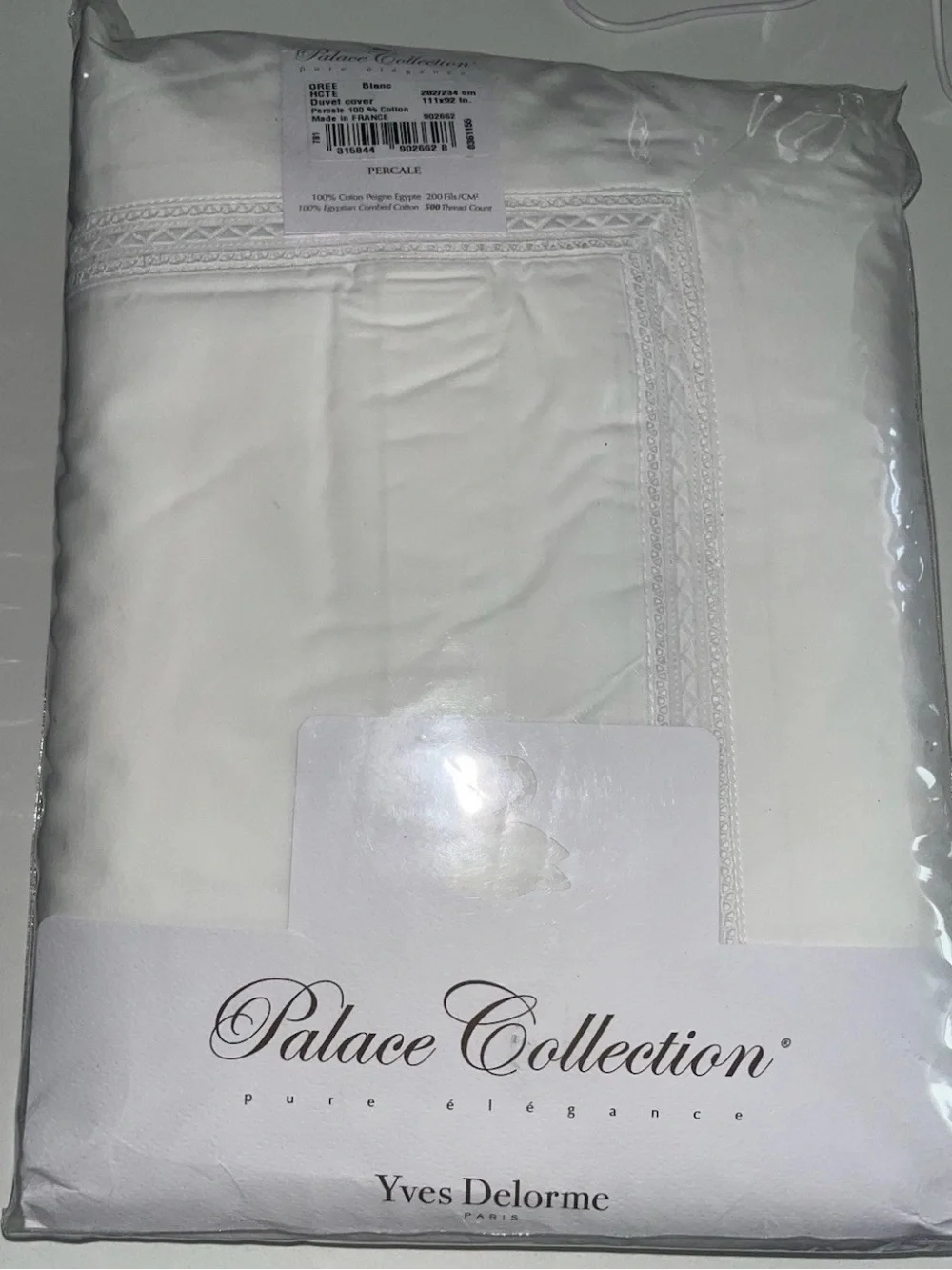 Yves Delorme Palace Collection White Percale Duvet Cover